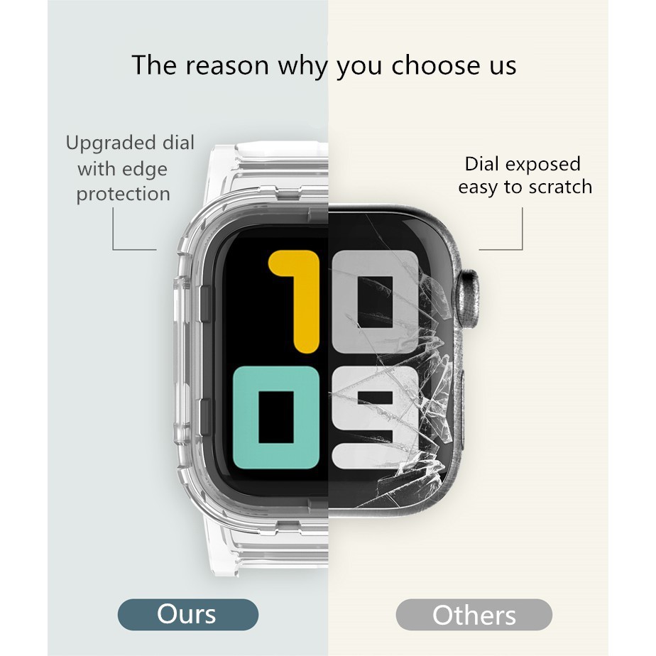 Dây Đeo Đồng Hồ Bằng TPU Trong Suốt Màu Kẹo Dạ Quang Chống Rơi Vỡ Kích Thước 38mm 40mm 42mm 44mm Cho Iwatch 4 5 3 2 1