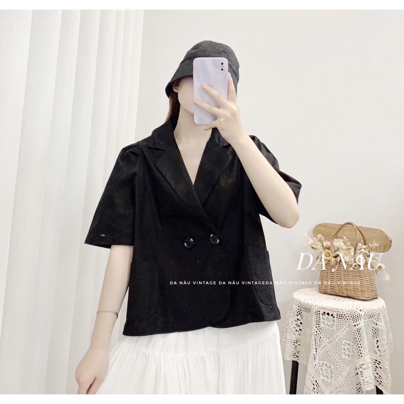 áo blazer nữ mùa hè dáng croptop vải linen phong cách ulzzang (ảnh shop chụp thật 100%)