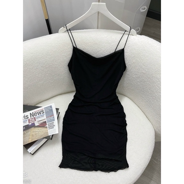 Đầm Thun Lưới 2 Dây Kéo Khoá Sau Sang Chảnh D113