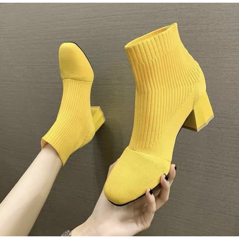 BỐT LEN CỔ NGẮN GÓT 5P