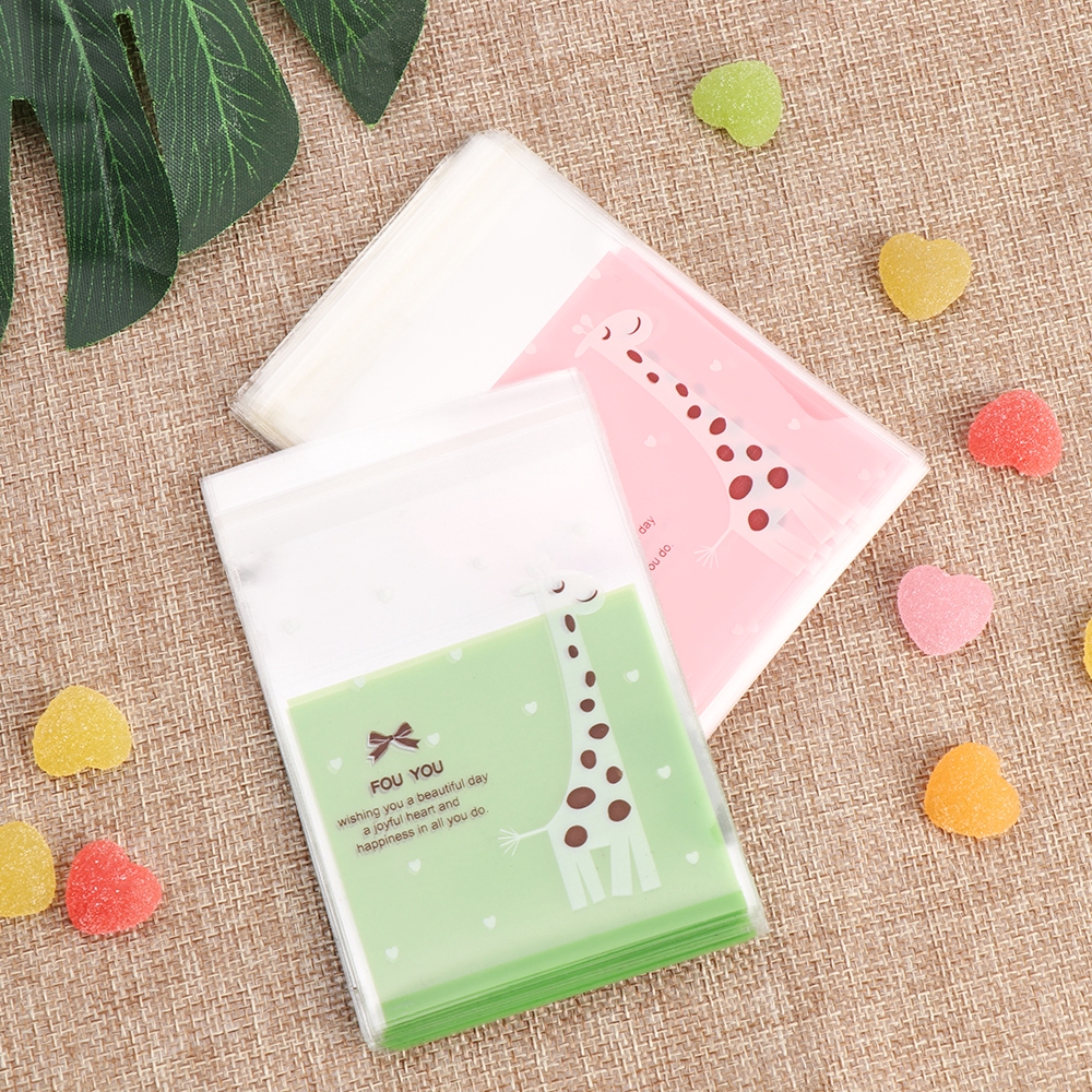 Set 100 túi bóng kính đựng bánh kẹo in hình hoạt hình dễ thương