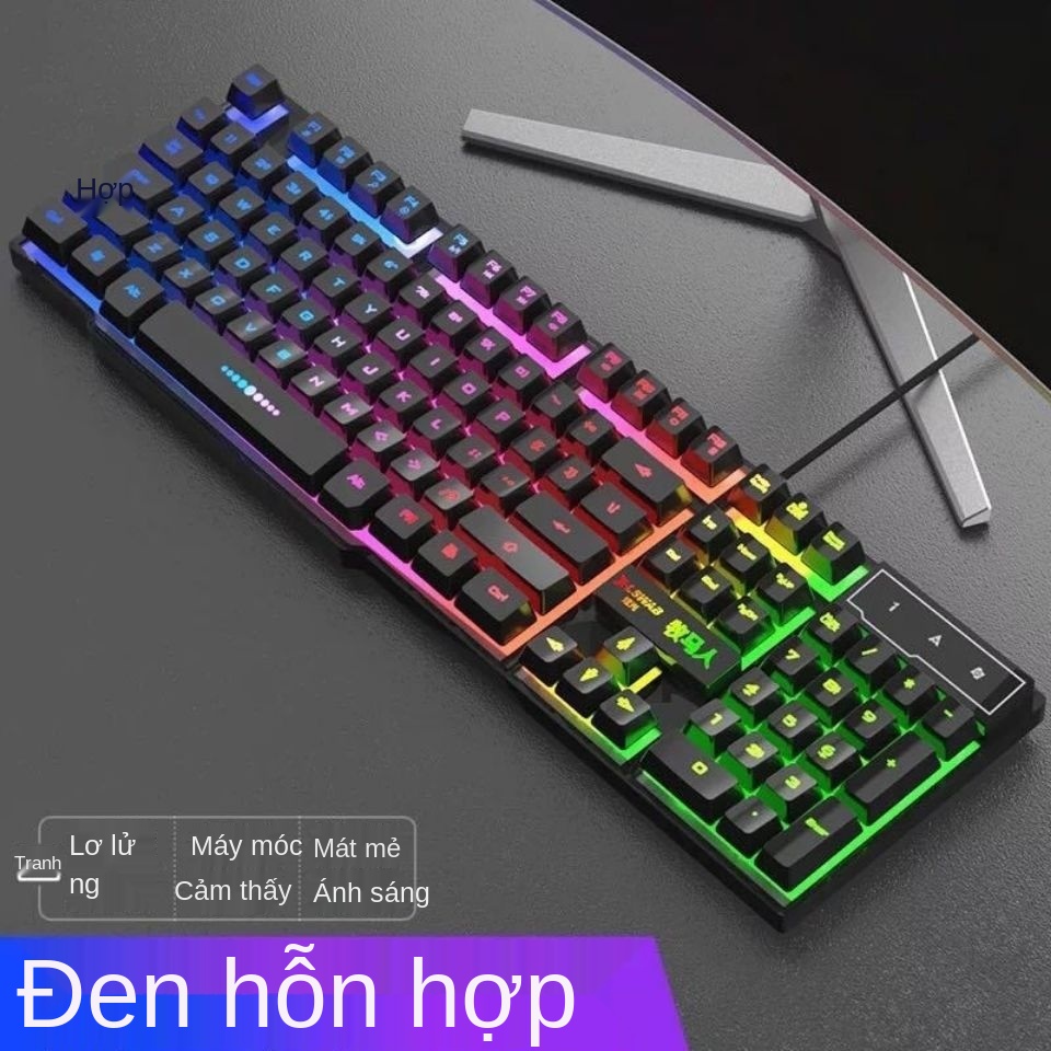 ┇Siêu Bền PUBG/LOL bàn phím Gaming +Chuột ( Hàng Chính Hãng ) có đèn led 7 màu Thiết bị chống đạn, tay cơ khí thật sự.
