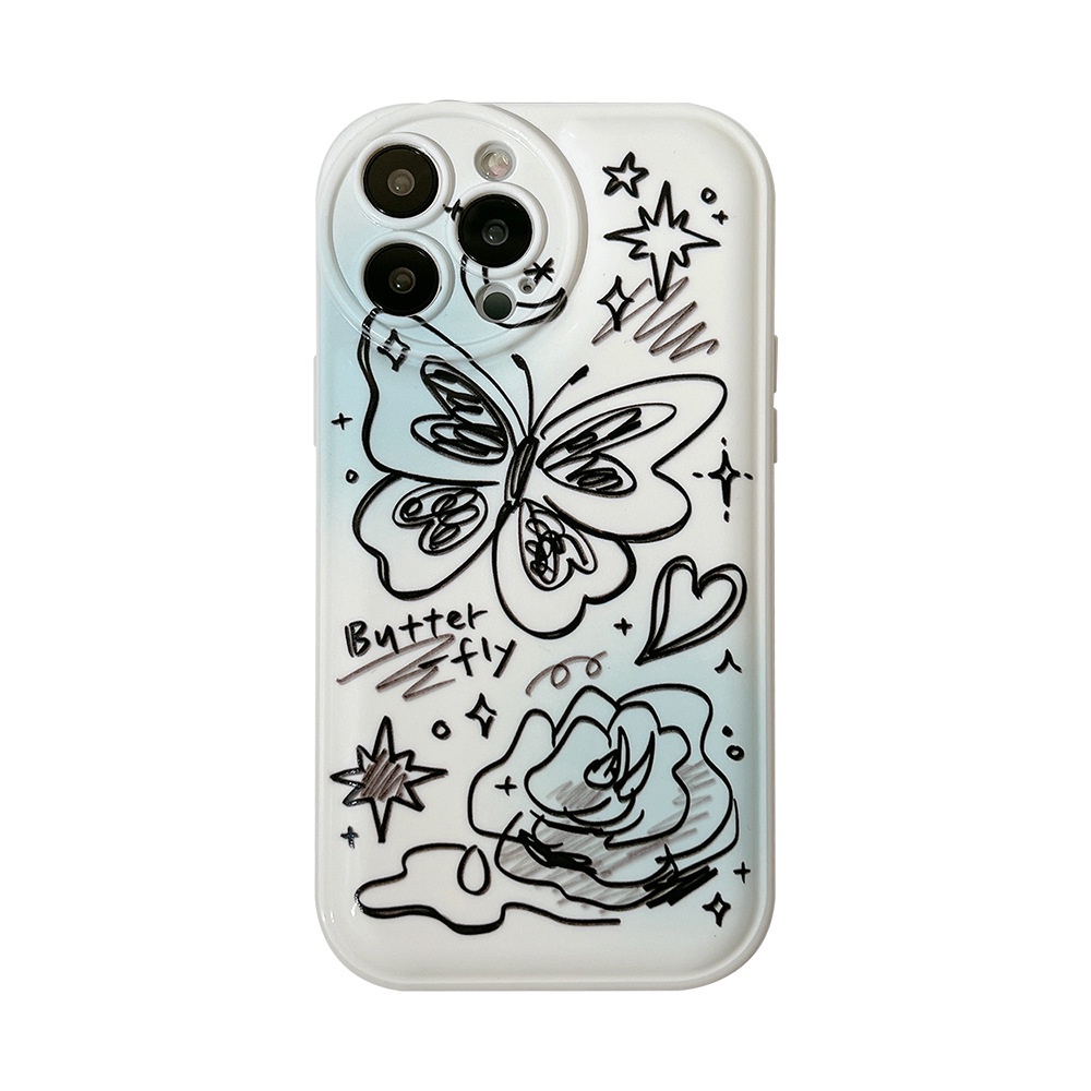 Ốp Điện Thoại tpu silicone Mềm Họa Tiết Bươm Bướm Cho iphone 11 12 13 pro max mini XR XS 7 8 plus
