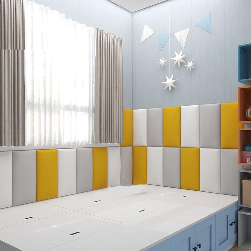 Miếng Dán Tường 3d Mềm Mại Chống Va Chạm Màu Trơn Trang Trí Phòng Khách / Phòng Trẻ Em