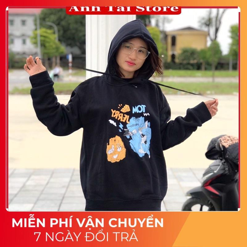 Áo nỉ hoodie nam nữ in hình mèo tom and jerly fom unisex oversize đến 67kg có nũ  phong cách Hàn Quốc TA 443