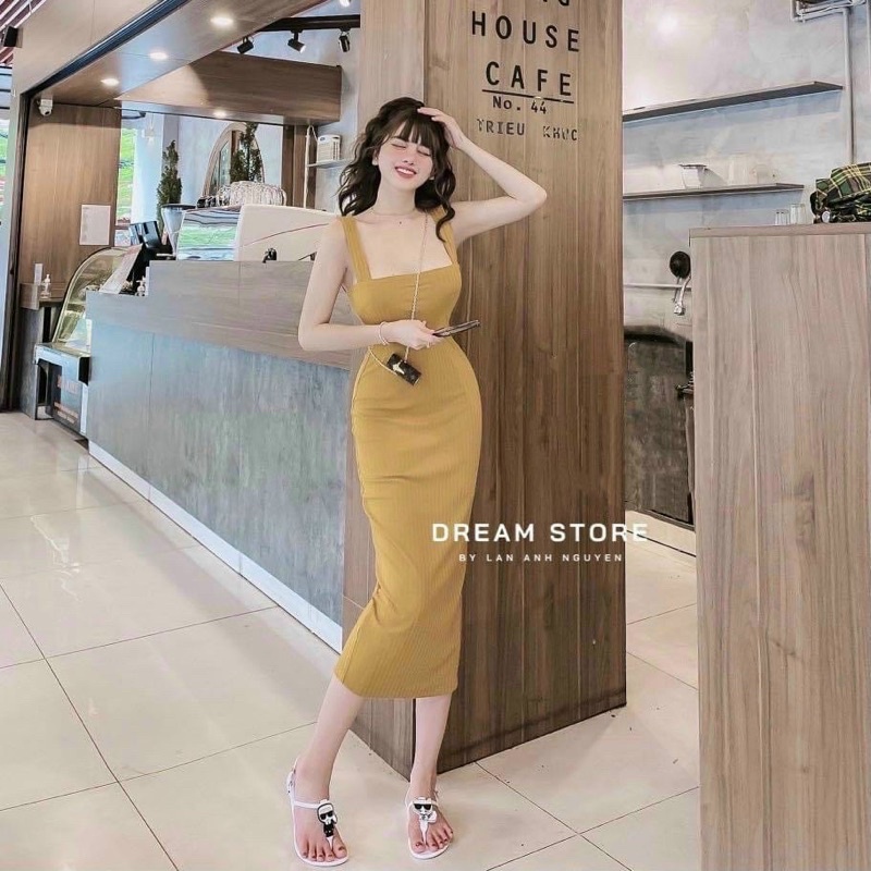 Đầm Body 2 Dây Bảng To, Kiểu Dáng Ôm Dài 4 Màu Siêu Tôn Dáng, 2022