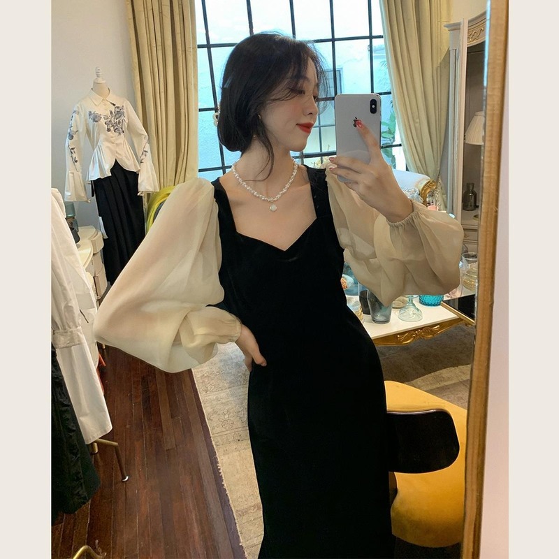 Đầm dài tay thời trang quyến rũ cho nữ