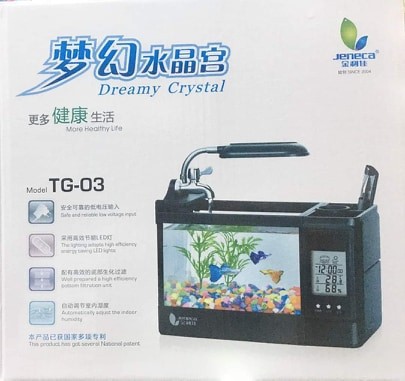 Bể Cá Mini Kèm Đồng Hồ Để Bàn Siêu Dễ Thương Jeneca TG-03