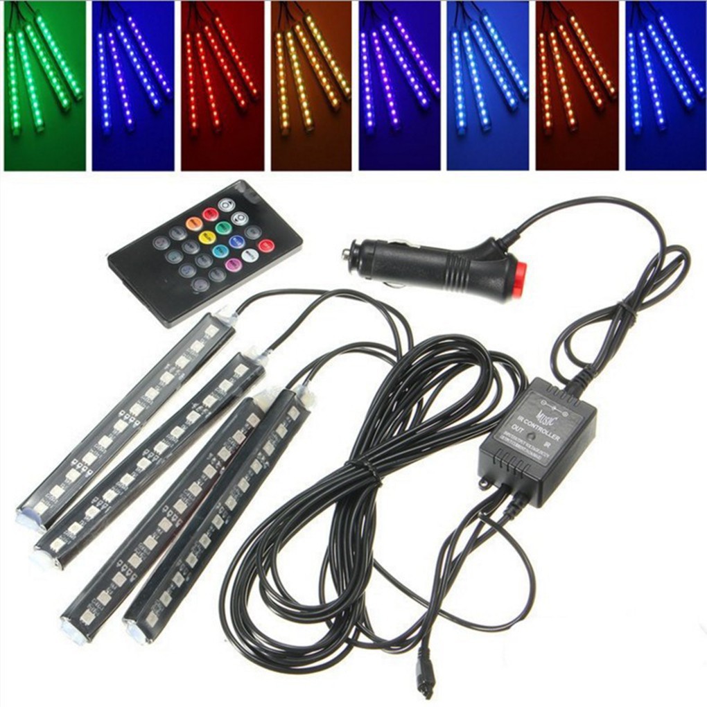 Đèn LED trang trí nội thất xe hơi RGB với thiết bị điều khiển