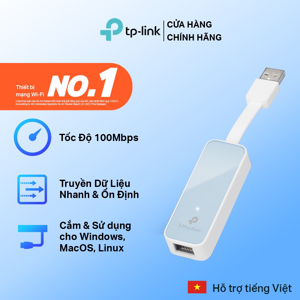 [Mã ELCL12 giảm 9% đơn 300K] Bộ Chuyển Đổi Mạng USB Sang Ethernet TP-Link UE200 / UE300 Tốc Độ 100/1000 Mbps