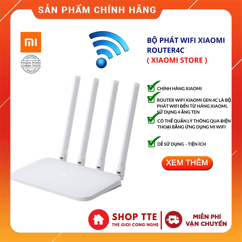 [NHẬP WTCHFST12 HOÀN 20K XU]BỘ PHÁT WIFI XIAOMI ROUTER4C - CHÍNH HÃNG XIAOMI