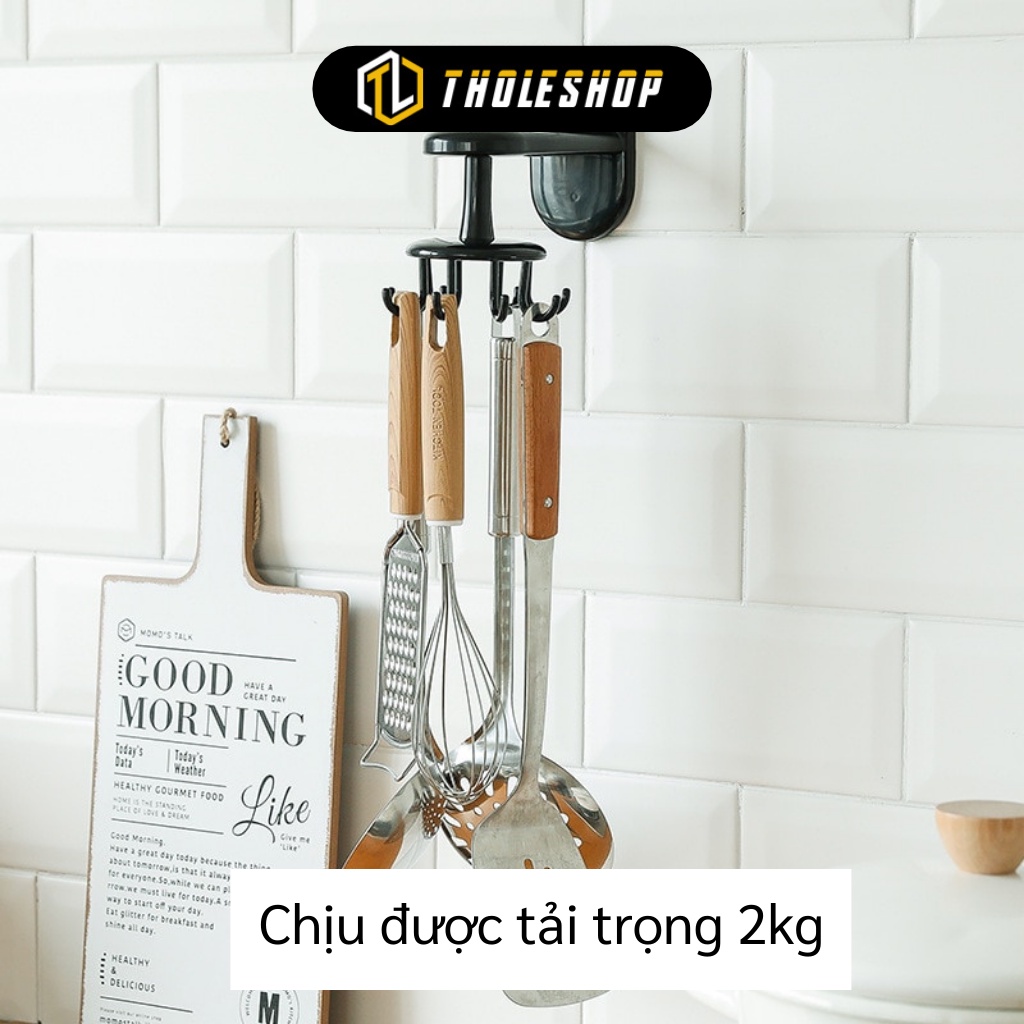 Móc Treo Nhà Bếp - Giá Tròn Treo Đồ Nhà Bếp, Nhà Tắm Dán Tường 8 Móc Xoay 360 9851
