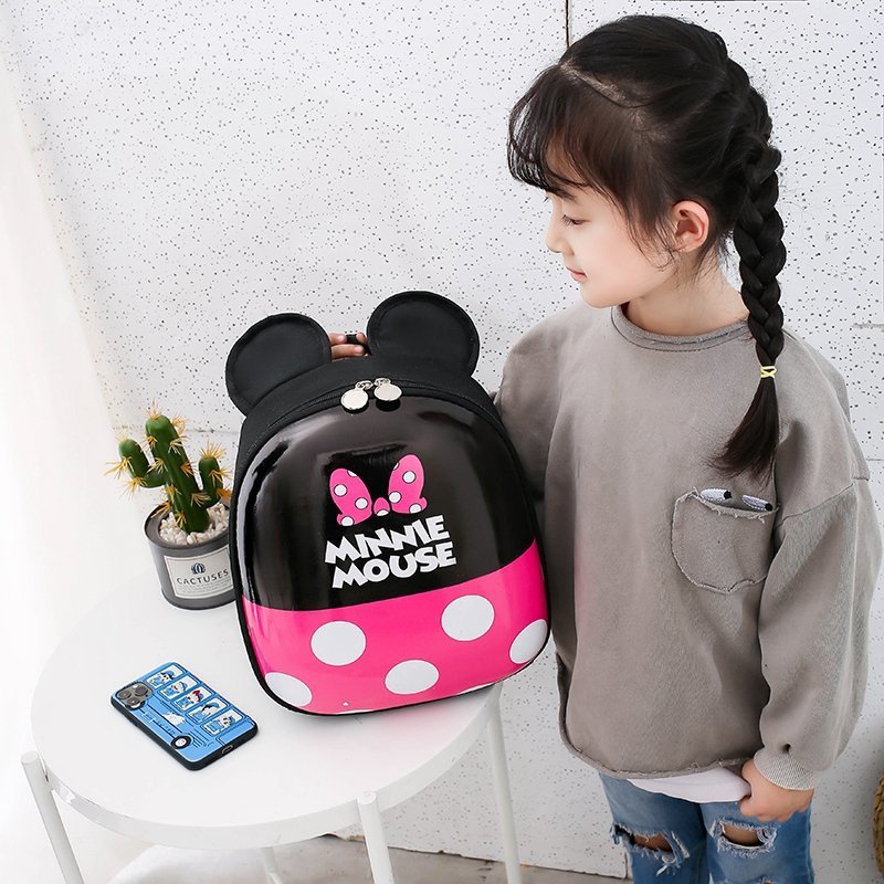 Balo trẻ em bé gái mầm non đi học mẫu giáo vỏ nhựa hình chuột micky cute cho bé từ 2 đến 6 tuổi