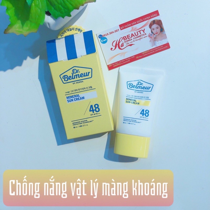 (AUTH) Kem Chống Nắng Vật Lý Màng Khoáng DR BELMEUR MINERAL SUN CREAM SPF 48 +++ The Face Shop