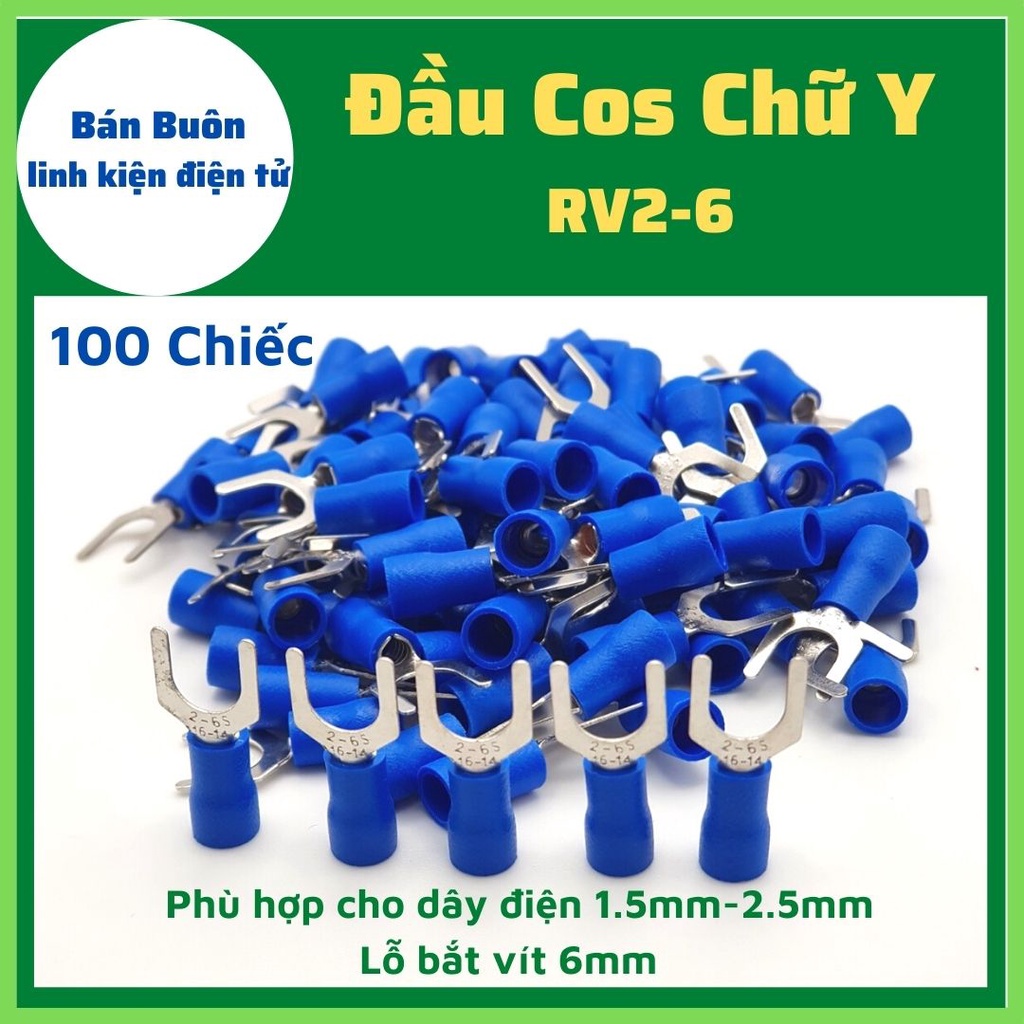 100 Đầu cos chữ y2-6, đầu cos dây điện 2.5mm