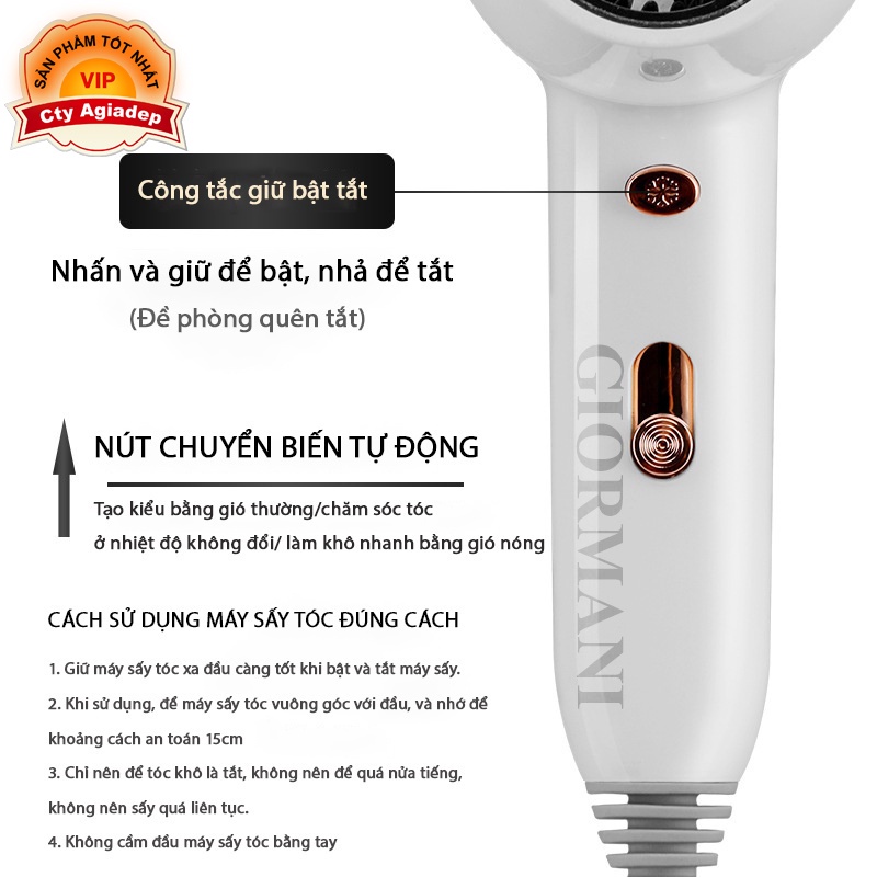 Máy sấy tóc treo tường có giá đỡ cho phòng tắm, Máy sấy tóc gắn tường cho khách sạn Giormani