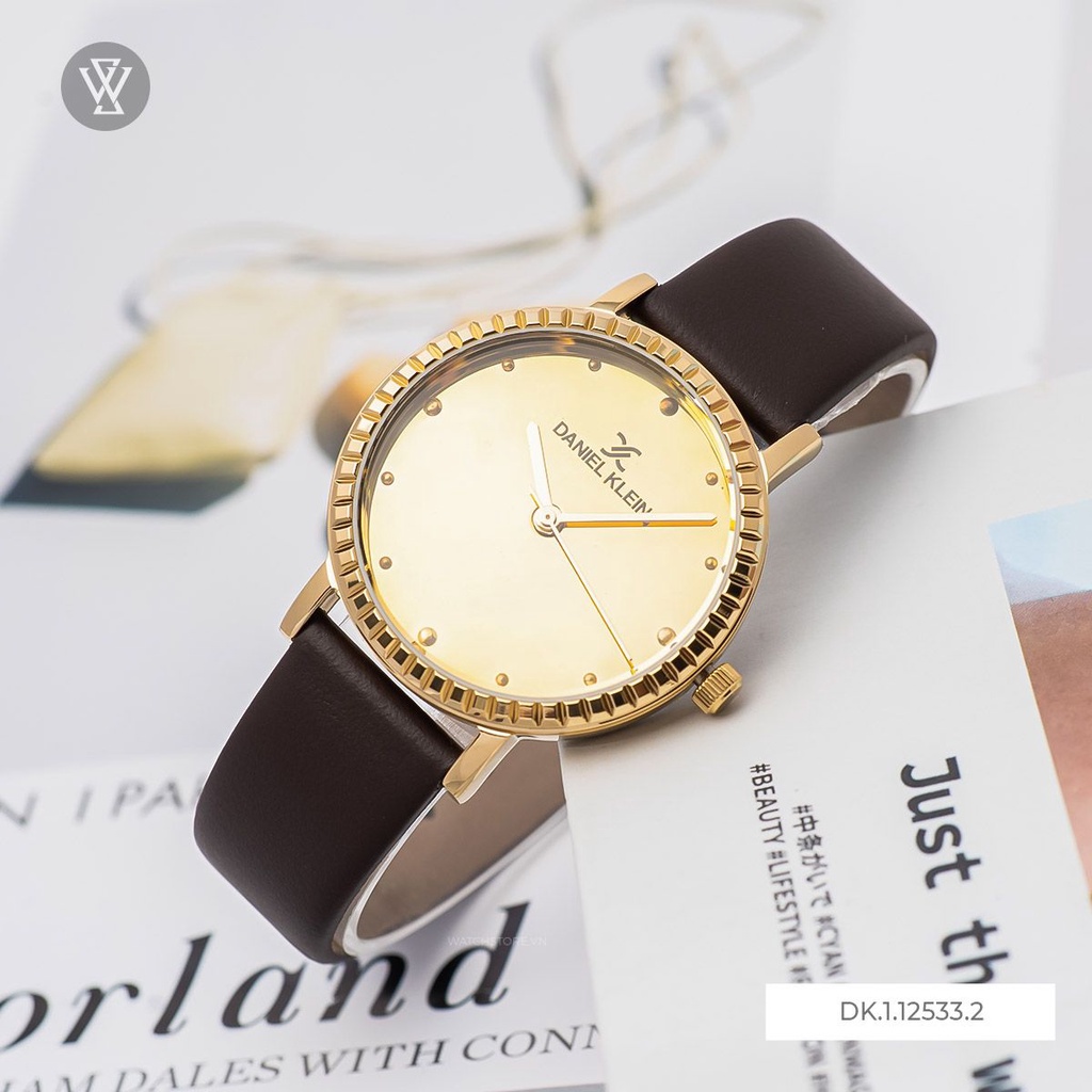 Đồng Hồ Quartz Nữ Daniel Klein Premium Ladies WATCHSTORE DK.1.12533.2 Mặt Kính Khoáng 34mm, Dây Da, Vỏ Thép