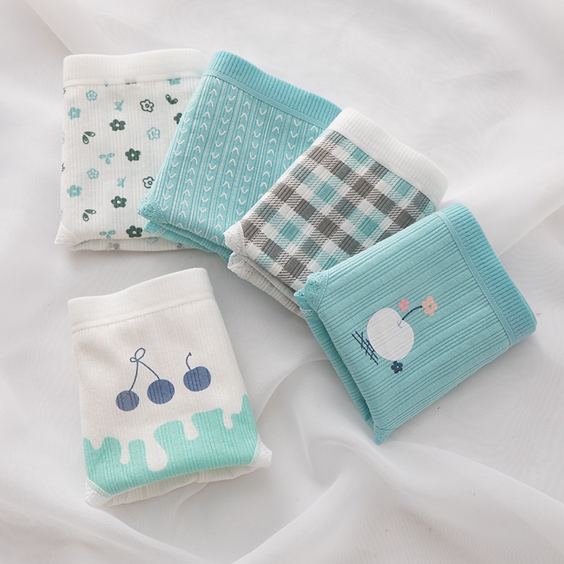 Bộ 1/5 Quần Lót Cotton Lưng Vừa Thoáng Khí Cho Nữ