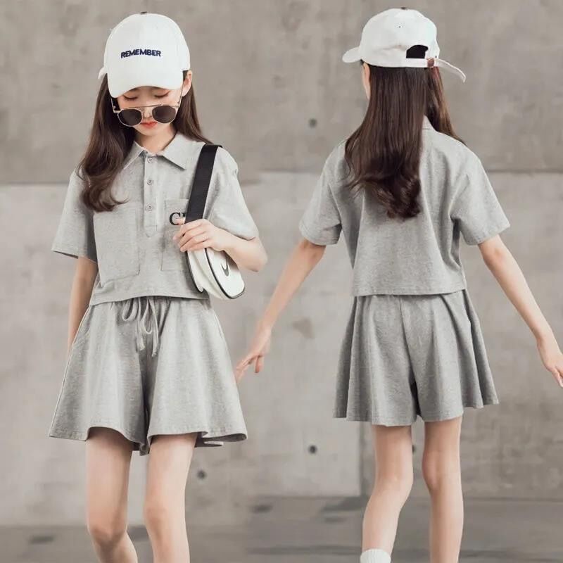 Bộ Đồ Thể Thao Tay Ngắn Thời Trang Mùa Hè Cho Bé Gái Từ 3-4 - 5-6 - 7-8 - 9-11 - 12-13 Lên Đến 14-15 Tuổi Kích Thước Cũ