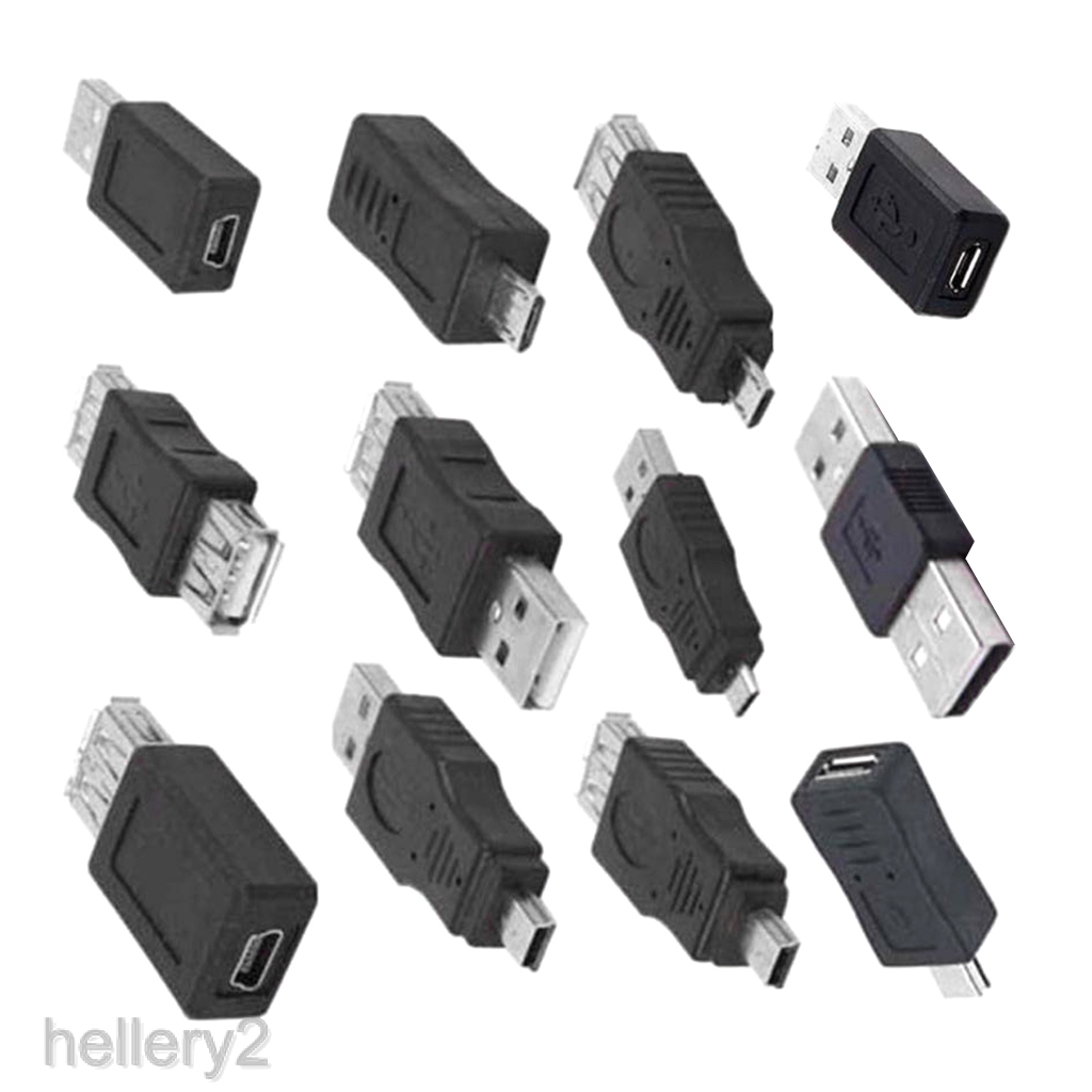 [HELLERY2] 12pcs Adapters Kit 12 in 1 OTG USB2.0 Male to Female Micro USB Mini USB