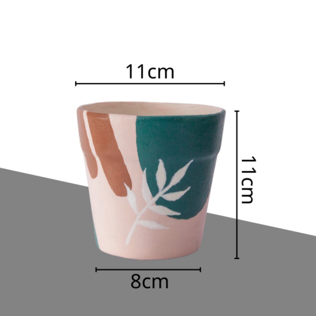 Chậu Trồng Cây 🔷 Họa Tiết Song Lá 🔷 Chậu Vẽ Màu ACRYLIC An Toàn - Dùng Trồng Cây Mini , Trang Trí Nhà Cửa