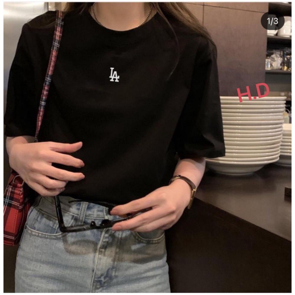 Áo phông tay lỡ hè  in chữ La form rộng dáng unisex chất cototn su phù hợp cả nam và nữ