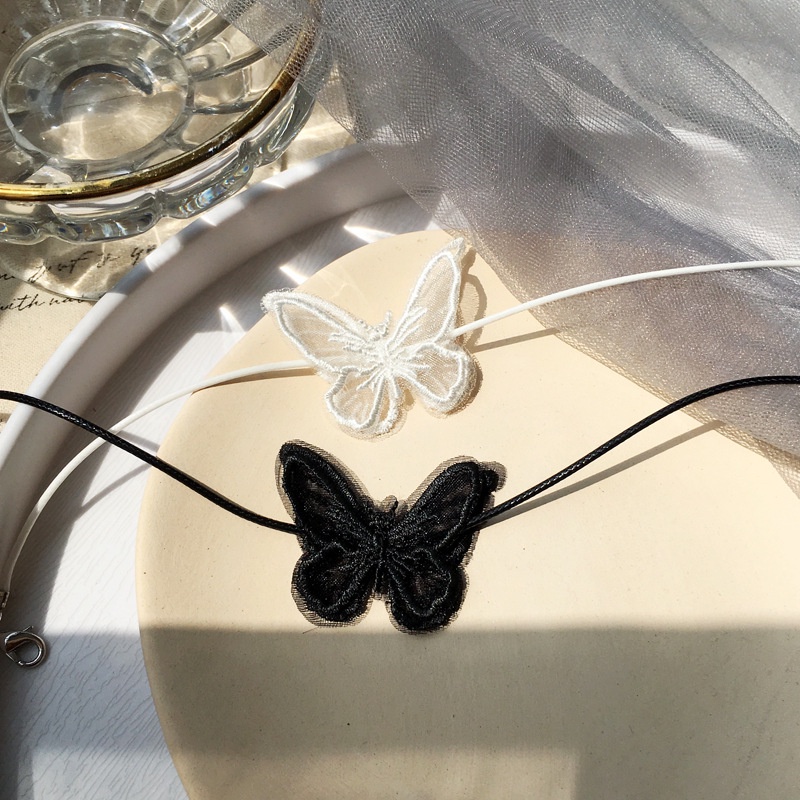 Vòng Cổ Choker Da Họa Tiết Bướm Thời Trang Cho Nữ