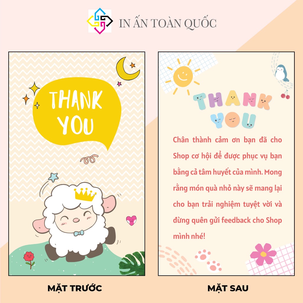 Hộp 100 THẺ CẢM ƠN, Thiệp cám ơn, Thankyoucard, Lời cám ơn gửi kèm theo sản phẩm, Giấy bìa cứng sang trọng size 9x5.5cm