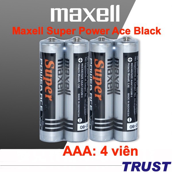 Pin tiểu AAA Maxell 4 viên 1.5v chính hãng (pin số 7, pin tiểu nhỏ) - Maxell Super Power Ace Black R03