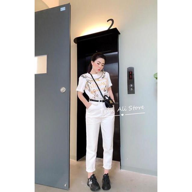 &lt; Cực Hot &gt; Quần Baggy Jean Cạp Cao Túi Đắp Siêu Xinh - 95