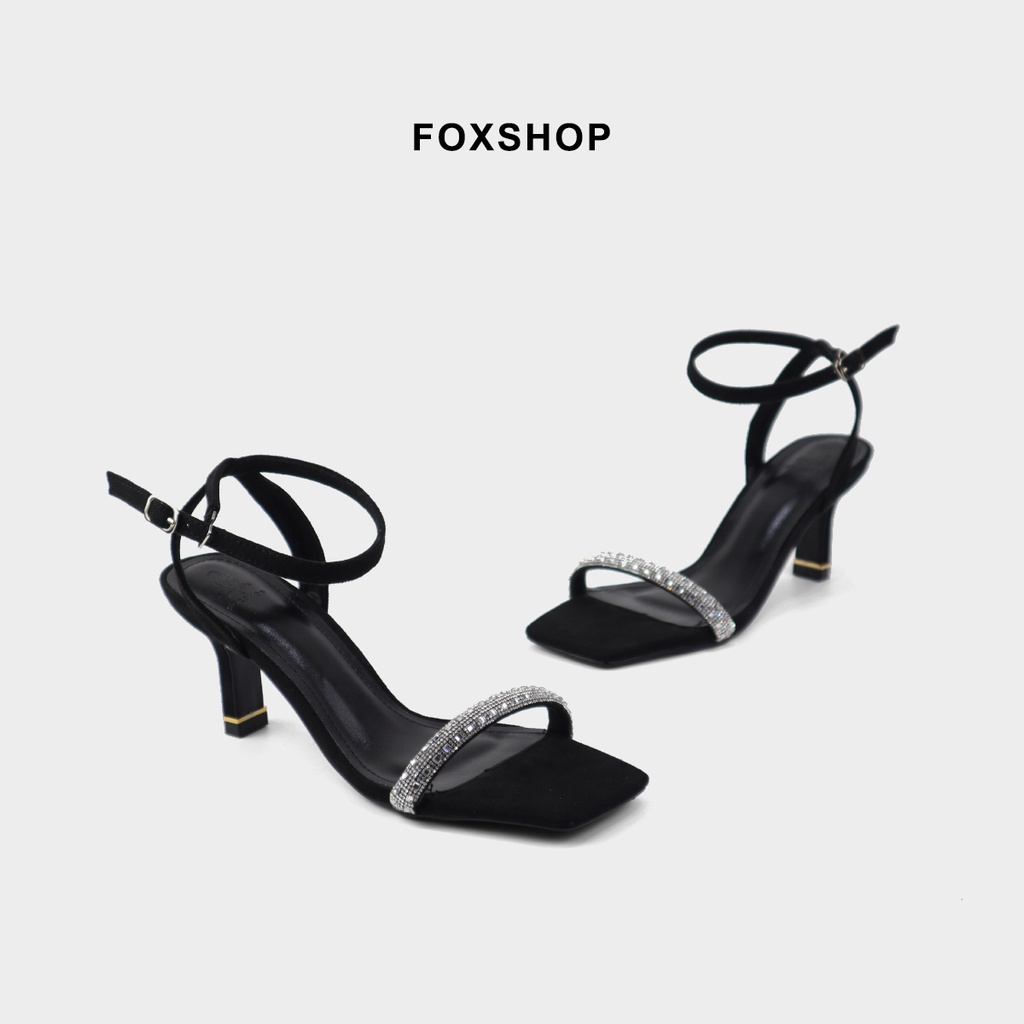 Giày sandal cao gót nữ quai ngang đính đá cao 7cm sang trọng mang đi tiệc đi làm 1008