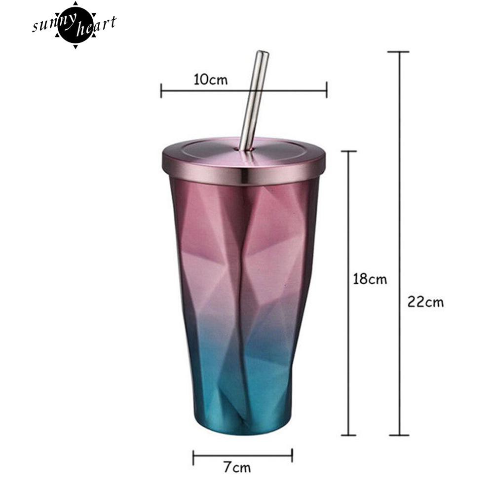 Ly Uống Nước In Hình Kim Cương Bằng Thép Không Gỉ