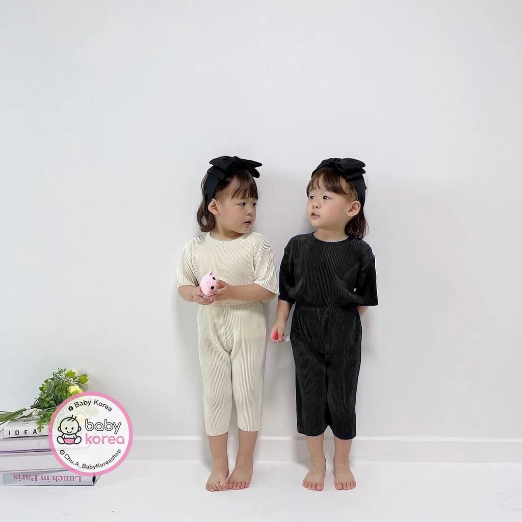 Bộ dập ly gân mát bé trai gái mát lịm ống rộng Hàn Quốc cho bé 2 3 4 5 6 7 tuổi thời trang trẻ em made in korea