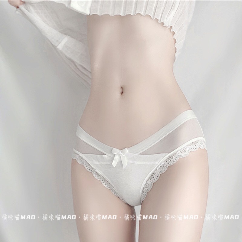 Set 3 quần lót lọt khe nữ dây ren đính nơ, quần chip xì M17 dễ thương sexy su thun lanh không đường may gợi cảm,cao cấp