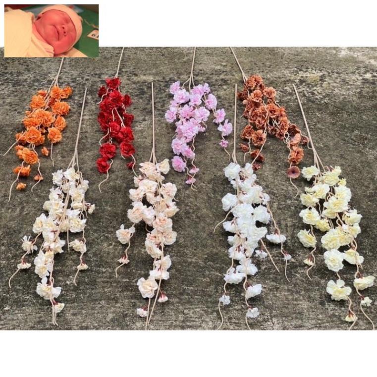 Hoa Giả- Cành Đào Râu-anh đào 1m trang trí tết,decor siêu xinh