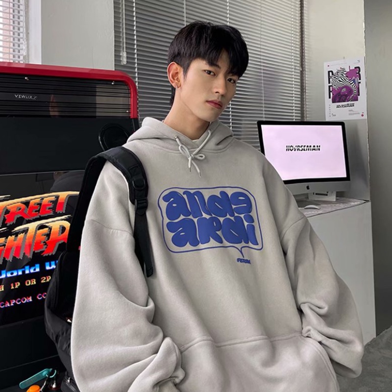 ✦ AFFLIGA ✦Áo hoodie dài tay in họa tiết thời trang Hàn Quốc dành cho nam