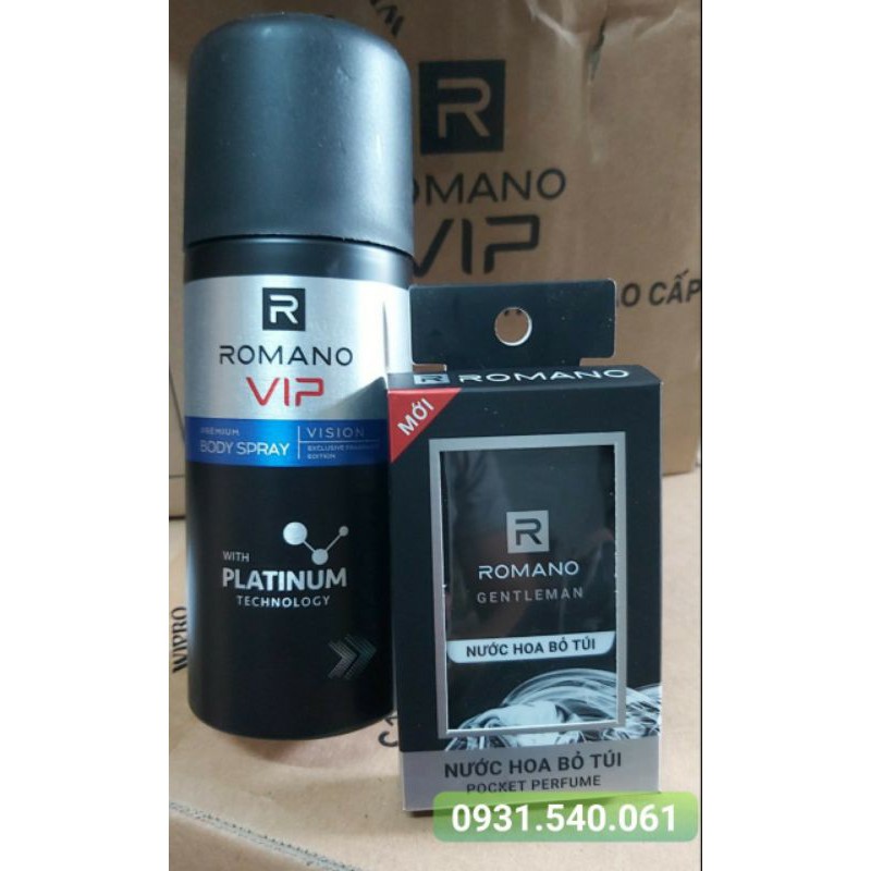 ROMANO_ XỊT KHỬ MÙI VIP VISION150ML KÈM CHAI NƯỚC HOA 18ML TÙY Ý.