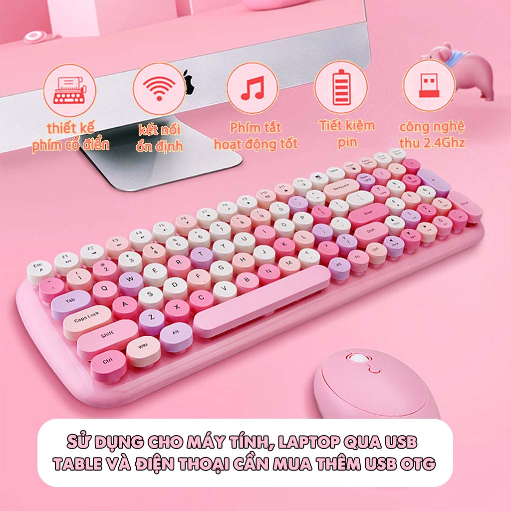 Combo Bàn Phím và chuột Không Dây Mofii Candy Sweet Cho Điện Thoại, Máy Tính Bảng, Máy Tính Laptop, PC