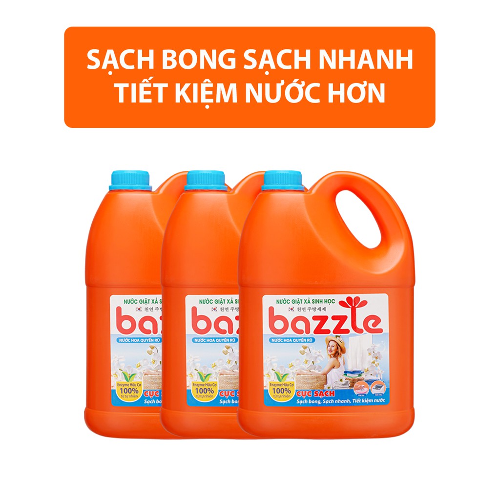 Nước giặt xả sinh học Bazzle Hàn Quốc hương nước hoa Quyến rũ sạch hơn sạch nhanh hơn dịu nhẹ với cả bé yêu