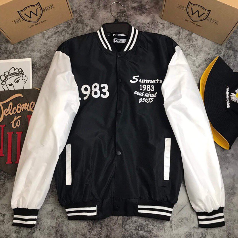 ÁO KHOÁC DÙ BOMBER 1983 xanh/ đen Unisex ẢNH THẬT