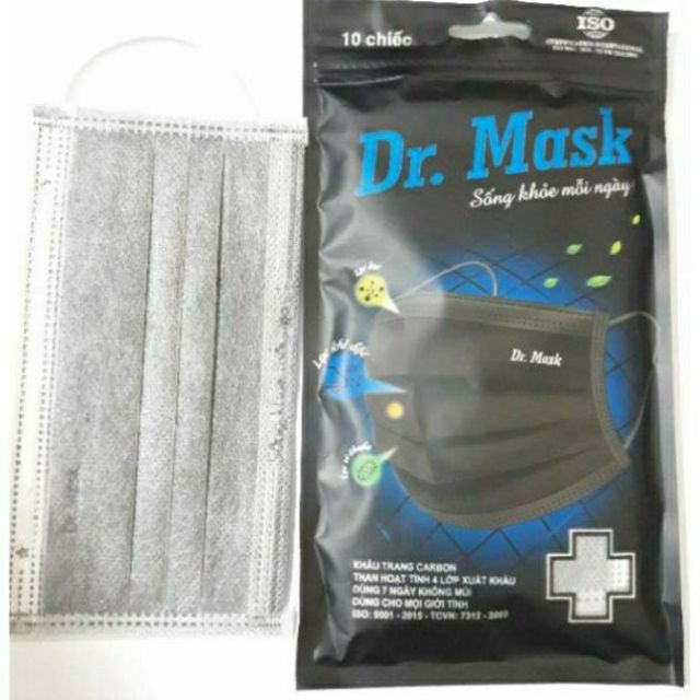 💓Khẩu trang y tế 4 lớp Dr Mask than hoạt tính  100%chính hãng .