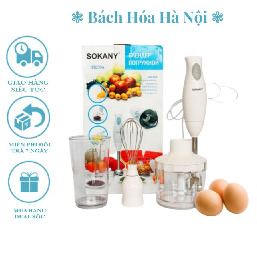 Máy xay cầm tay đa năng Sokany HB230A xay thịt cá, Hoa Quả, Đánh Trứng - Bảo Hành 6 tháng