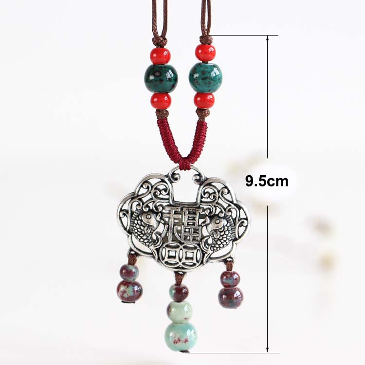 Vòng handmade hình khóa trường mệnh , vòng cổ nam đẹp bằng gốm , dây chuyền đôi nam nữ dễ thương