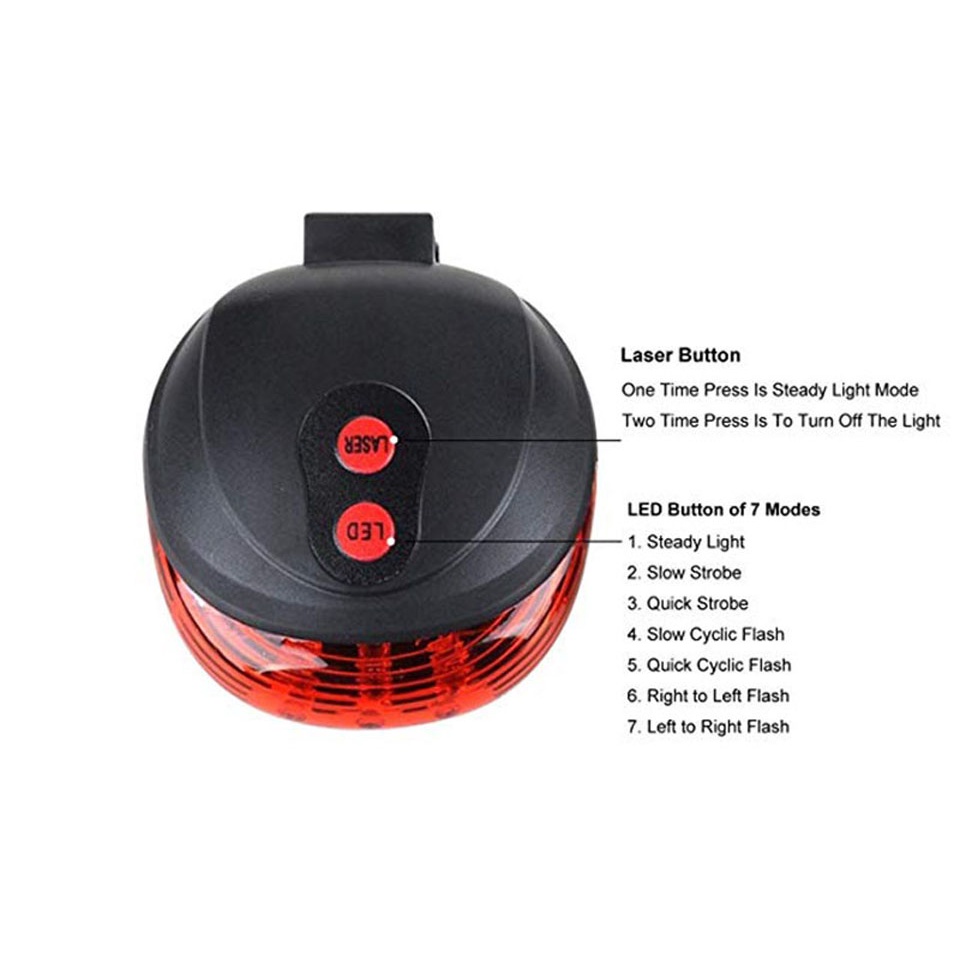 Đèn LED laser Cảnh Báo An Toàn Phía Sau Xe Đạp Chất Lượng Cao