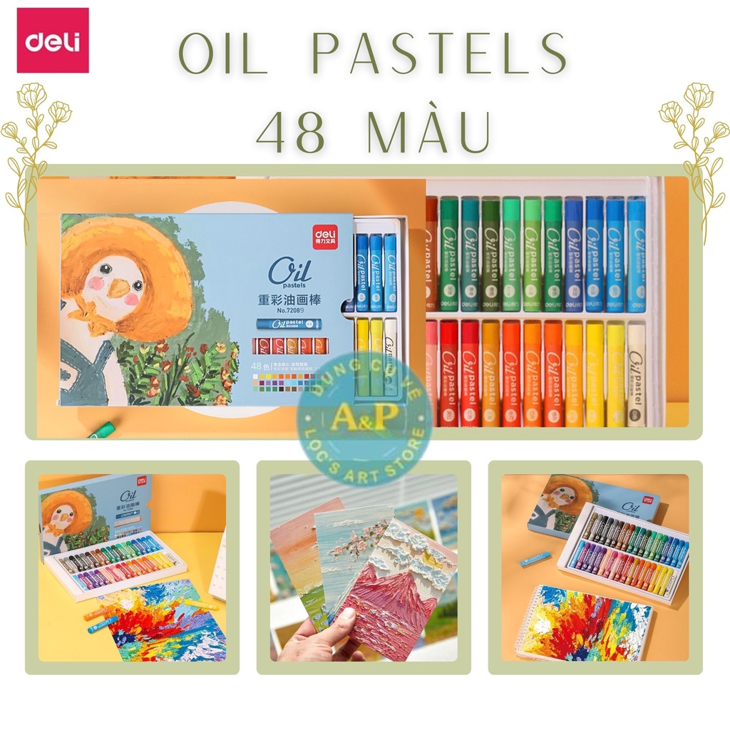 [Lộc's Art Store] Bộ Bút Sáp Dầu Oil Pastel Cao Cấp DELI Phong Cách MORANDI (Bộ 12/24/36 màu)