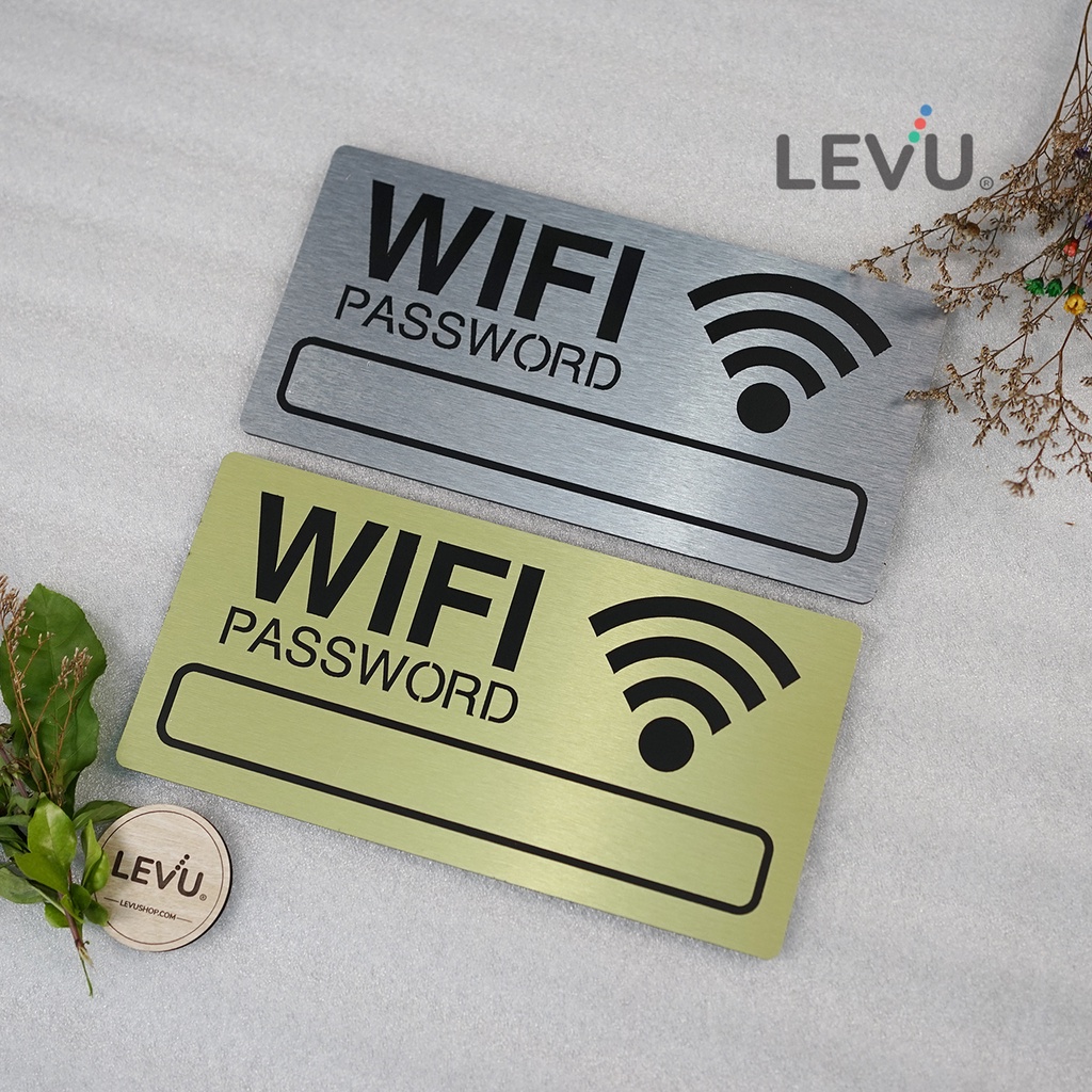 Bảng aluminium nhôm xước ghi thông tin wifi trang trí quán LEVU-ALU02