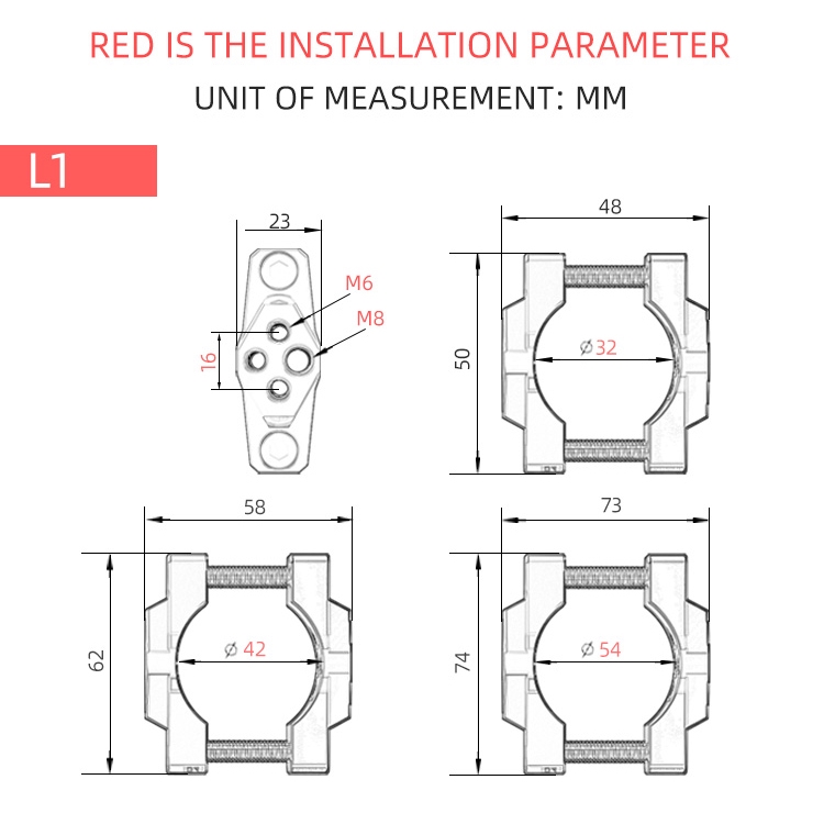 Giá đỡ đèn pha l1 32-42 - 54mm cho xe mô tô