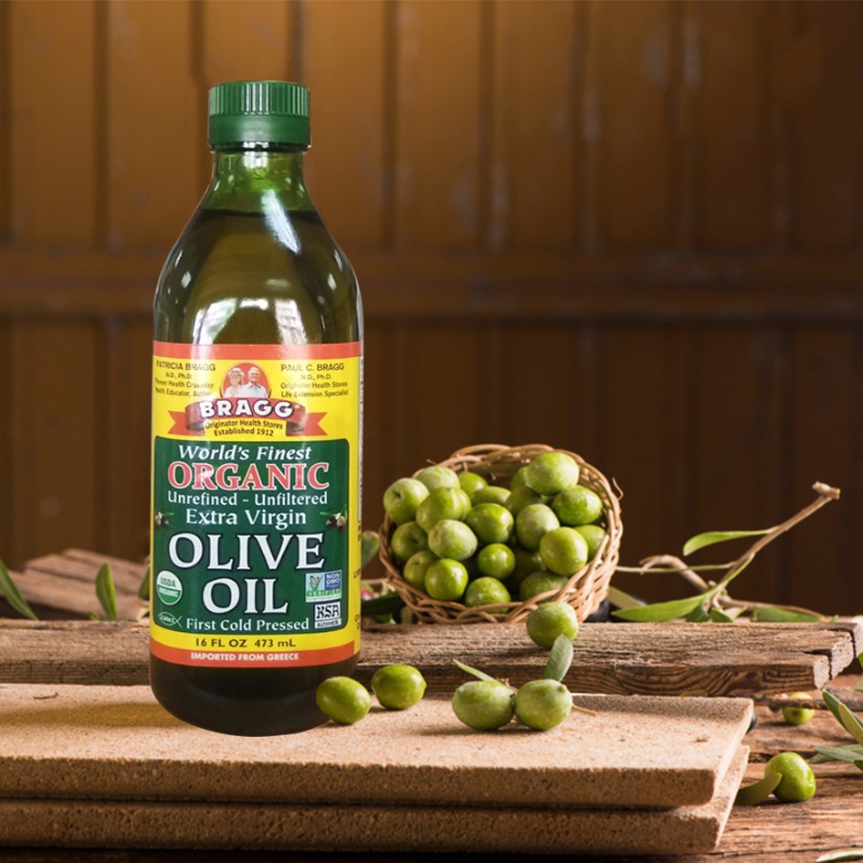 Dầu Oliu Hữu Cơ / Dầu Olive Ép Lạnh Hữu Cơ Bragg Organic Extra Virgin Olive Oil, Chứng nhận Hữu cơ Mỹ, EU