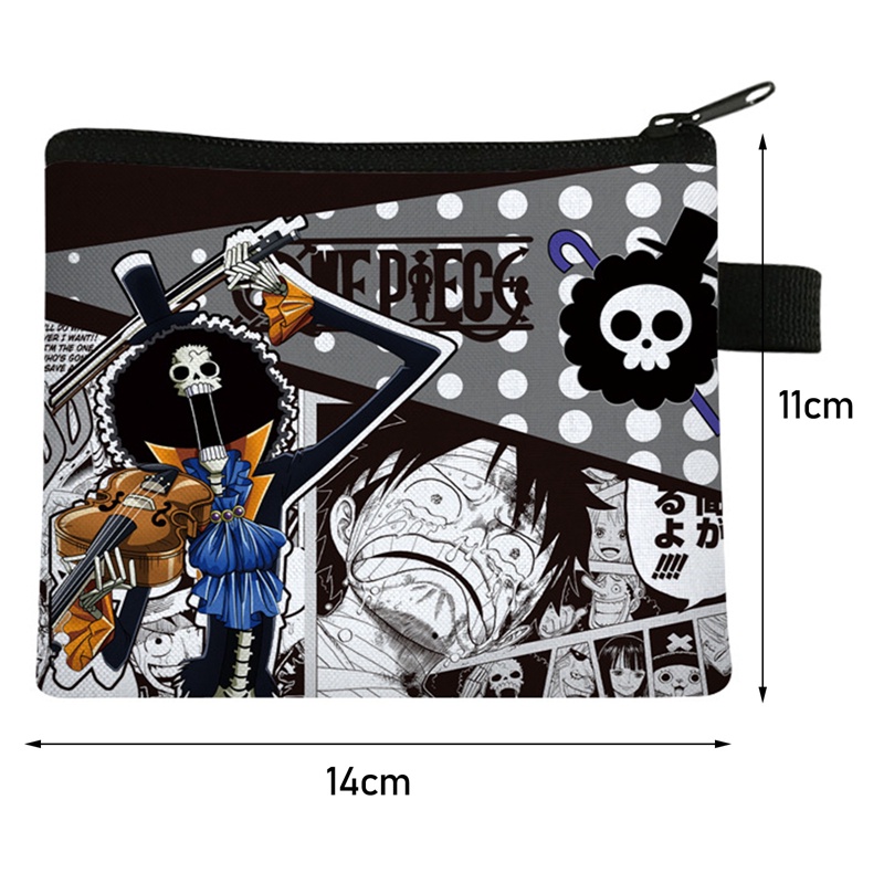 Ví Canvas Đựng Tiền Xu In Hoạt Hình One Piece Phối Khóa Kéo Tiện Lợi