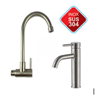 Combo bộ vòi chậu lạnh + vòi rửa labo sus 304